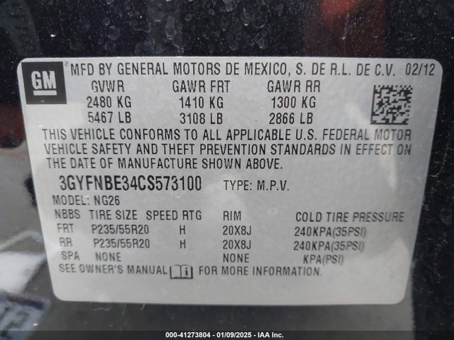 2012 CADILLAC SRX 3GYFNBE34CS573100 Photo 8