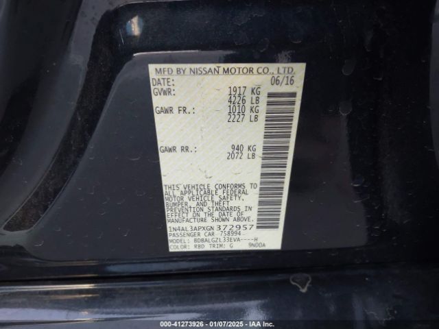 1N4AL3APXGN372957 Nissan Altima 2.5 S