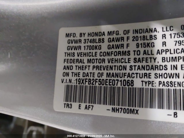 Honda Civic Lx 2014 19XFB2F50EE071068 Image 9
