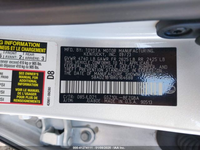 58ADZ1B18RU164688 Lexus ES 350