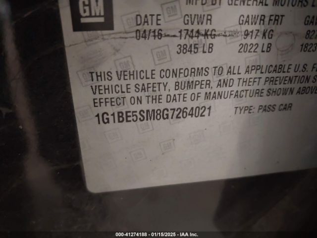 1G1BE5SM8G7264021 Chevrolet Cruze Lt Auto