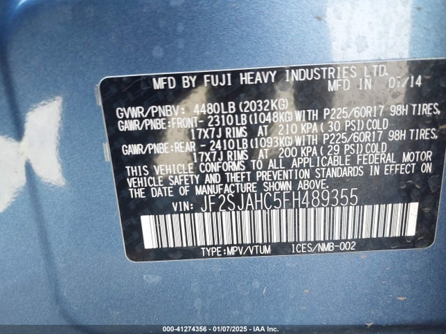 Subaru Forester 2.5i Limited 2015 JF2SJAHC5FH489355 Image 9