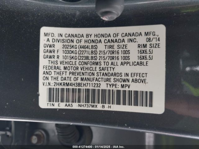 2HKRM4H38EH711232 Honda CR-V LX