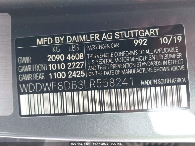 WDDWF8DB3LR558241 Mercedes-Benz C 300