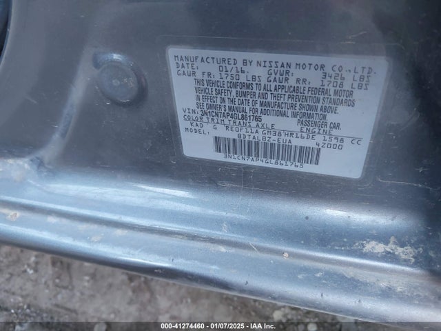 Nissan Versa 1.6 Sv 2016 3N1CN7AP4GL861765 Image 9