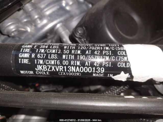 2022 KAWASAKI ZX1002 JKBZXVR13NA000139 Photo 9