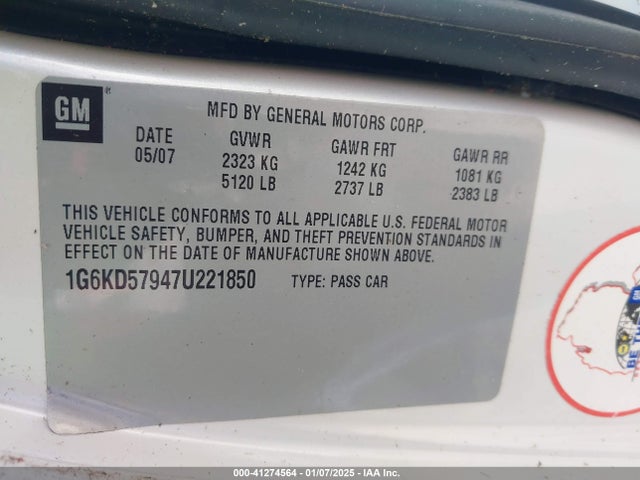 2007 CADILLAC DTS 1G6KD57947U221850 Photo 8