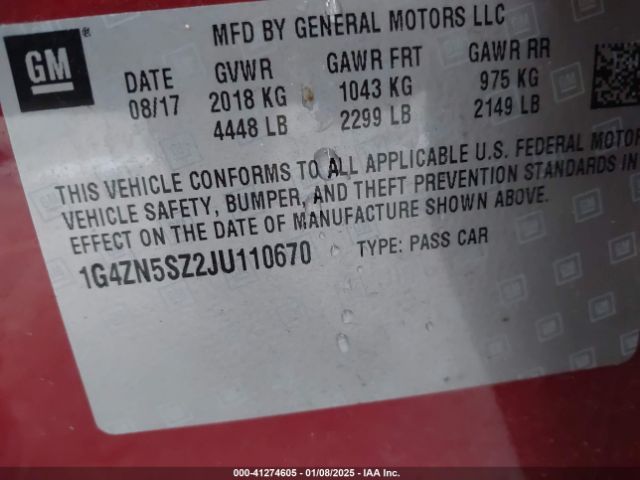 1G4ZN5SZ2JU110670 Buick Lacrosse Preferred