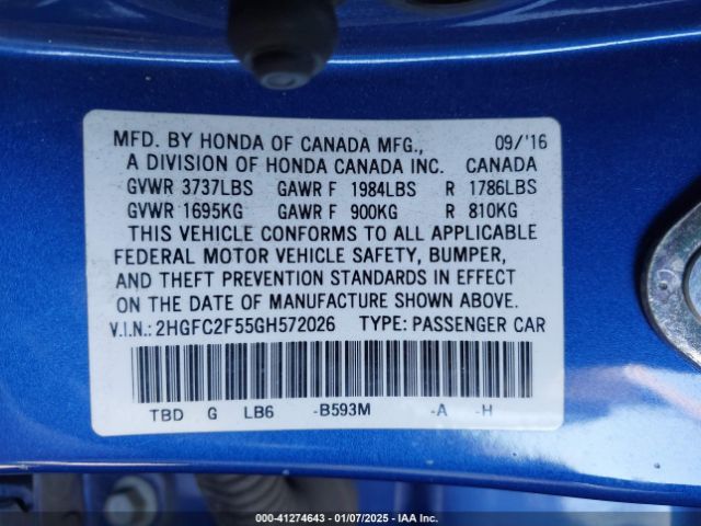 2HGFC2F55GH572026 Honda Civic Lx