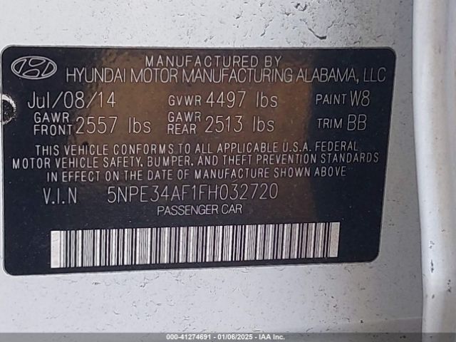 5NPE34AF1FH032720 Hyundai Sonata Sport