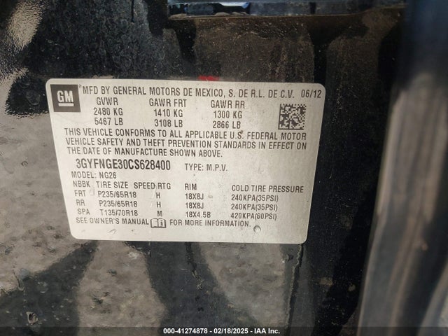 2012 CADILLAC SRX 3GYFNGE30CS628400 Photo 8