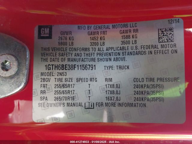 1GTH6BE38F1156791 GMC CANYON SLE