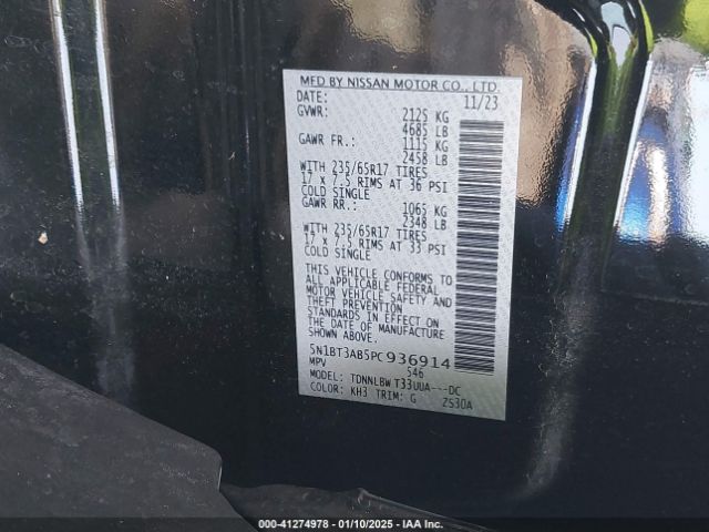 5N1BT3AB5PC936914 Nissan Rogue S Intelligent Awd