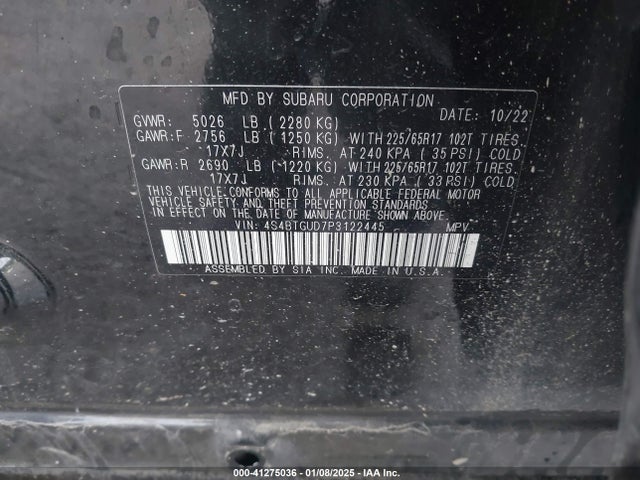 4S4BTGUD7P3122445 Subaru Outback Wilderness