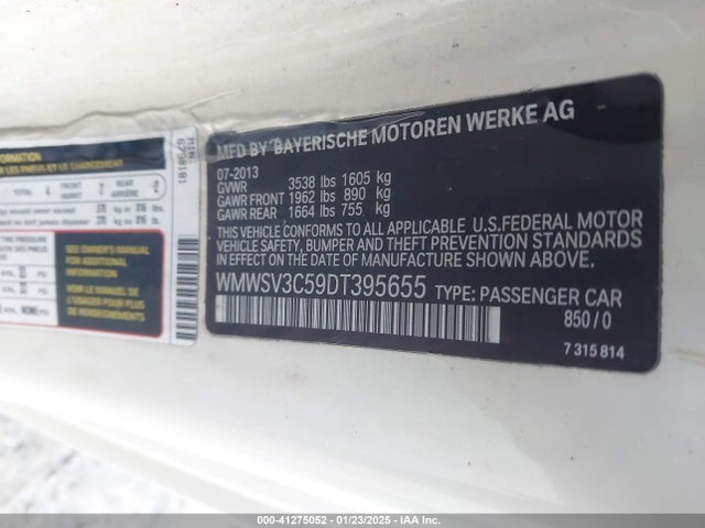 2013 MINI HARDTOP WMWSV3C59DT395655 Photo 8