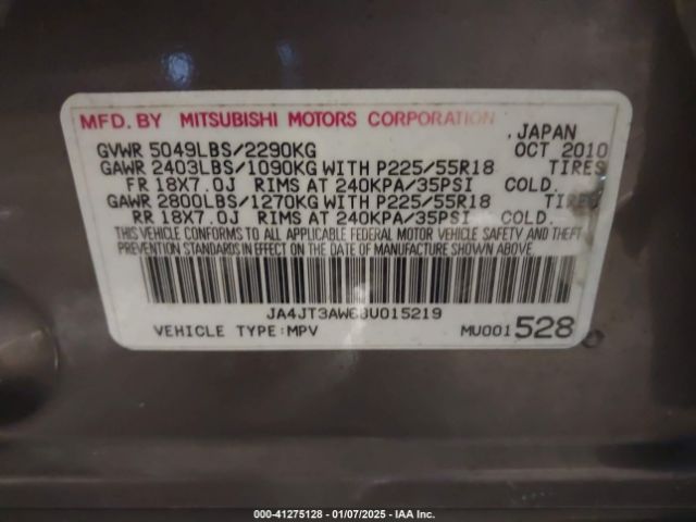 2011 MITSUBISHI OUTLANDER JA4JT3AW6BU015219 Photo 8