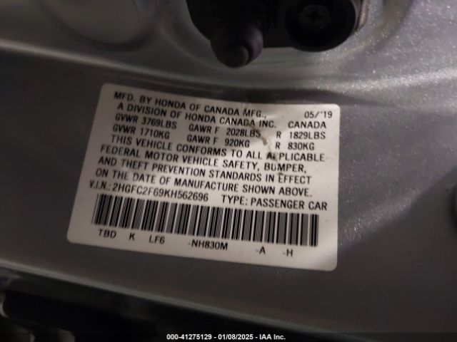 2HGFC2F69KH562696 Honda Civic Lx