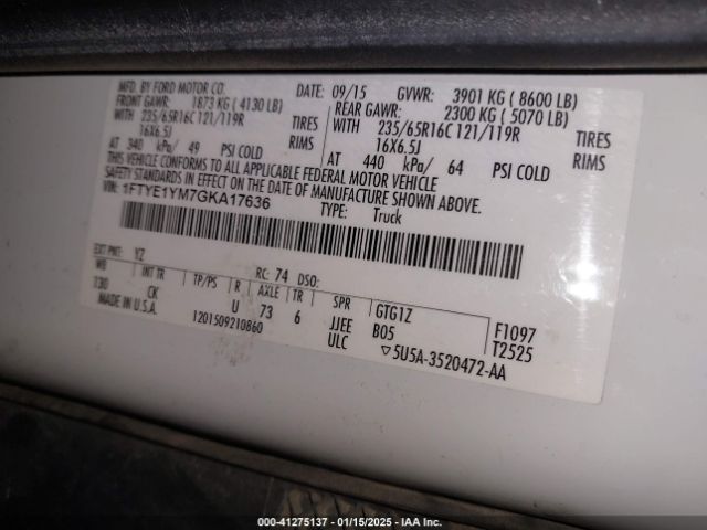 1FTYE1YM7GKA17636 Ford Transit-150
