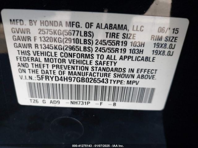 5FRYD4H97GB026543 Acura Mdx Advance   Entertainment Packages/advance Package