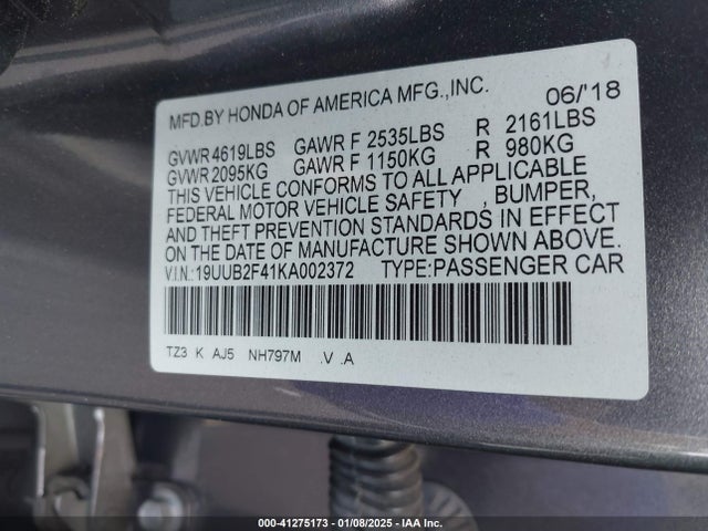 19UUB2F41KA002372 Acura Tlx Tech Pkg