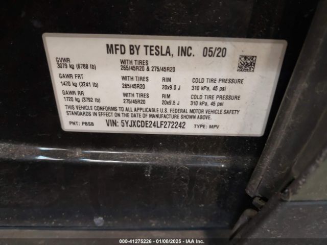 5YJXCDE24LF272242 Tesla Model X Long Range Dual Motor All-wheel Drive/long Range Plus Dual Motor All-wheel Drive