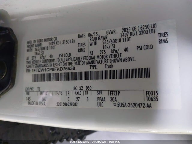 Ford F-150 Xlt 2015 1FTEW1CP8FKD76638 Image 9