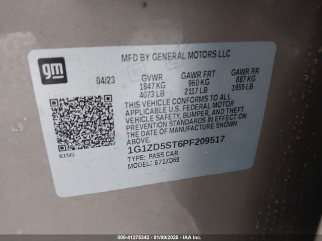 1G1ZD5ST6PF209517 Chevrolet Malibu Fwd 1lt