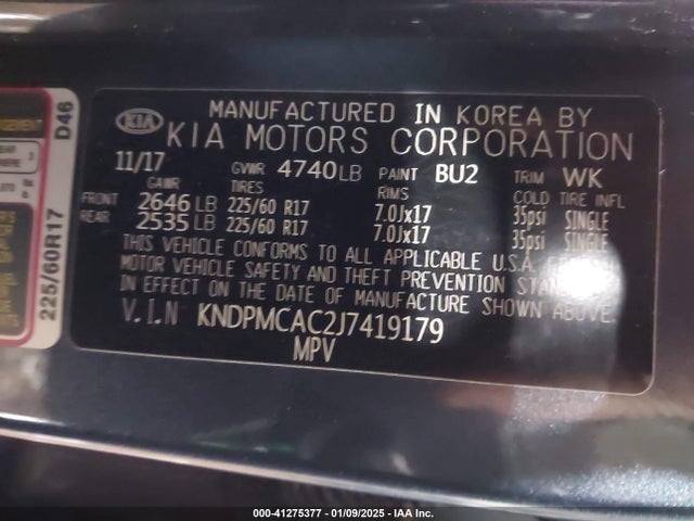 KIA Sportage Lx 2018 KNDPMCAC2J7419179 Image 9