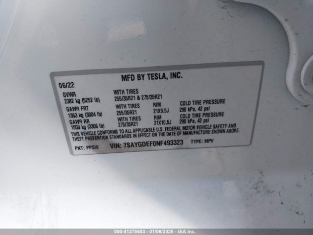 7SAYGDEF0NF493323 Tesla Model Y Performance Dual Motor All-wheel Drive