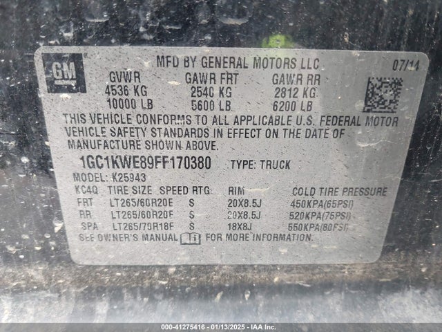 Chevrolet Silverado 2500hd Ltz 2015 1GC1KWE89FF170380 Image 9