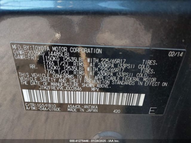 JTMZFREV9EJ002846 Toyota RAV4 LE