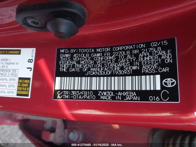 Toyota Prius Two 2015 JTDKN3DU0F1930931 Image 9