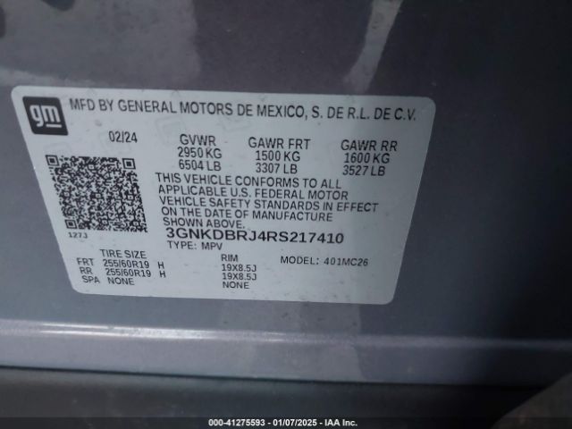 3GNKDBRJ4RS217410 Chevrolet Blazer Ev Eawd 2lt