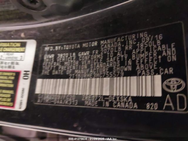 2T1BURHE3HC755579 Toyota COROLLA SE