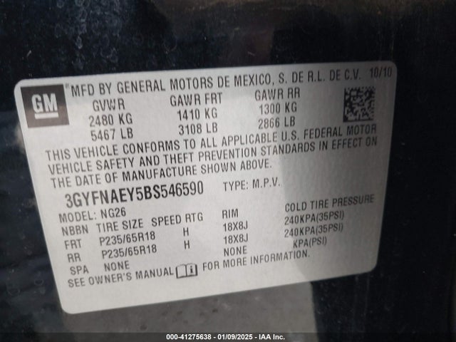 2011 CADILLAC SRX 3GYFNAEY5BS546590 Photo 8