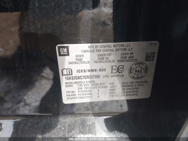 1GKS2GKC7GR207966 GMC Yukon Xl Slt