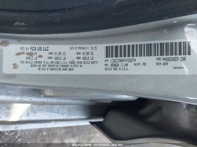 2015 CHRYSLER 200 1C3CCCABXFN722274 Photo 8