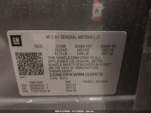 1GNERFKW9MJ150678 Chevrolet Traverse Fwd Ls