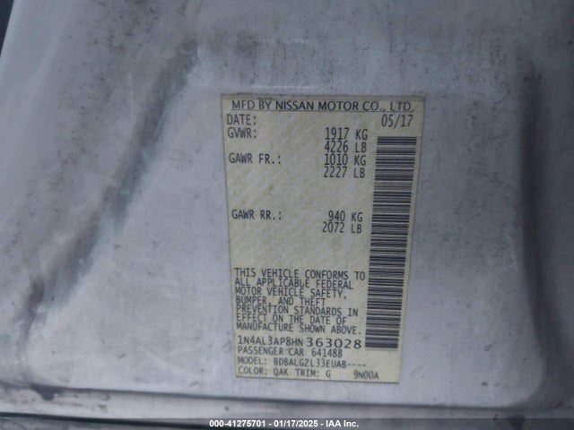 1N4AL3AP8HN363028 Nissan Altima 2.5 S