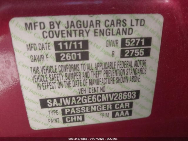 2012 JAGUAR XJ SAJWA2GE6CMV28693 Photo 8