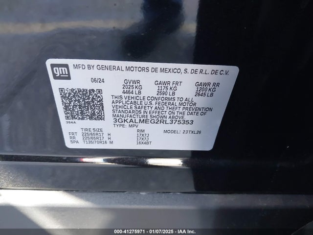 3GKALMEG2RL375353 GMC Terrain Fwd Sle