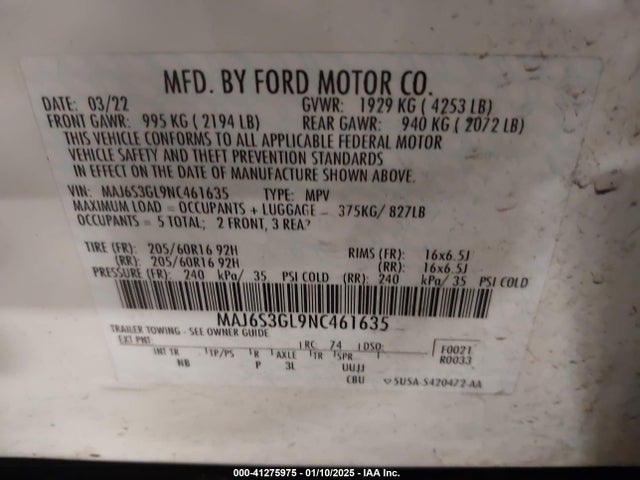 2022 FORD ECOSPORT MAJ6S3GL9NC461635 Photo 8