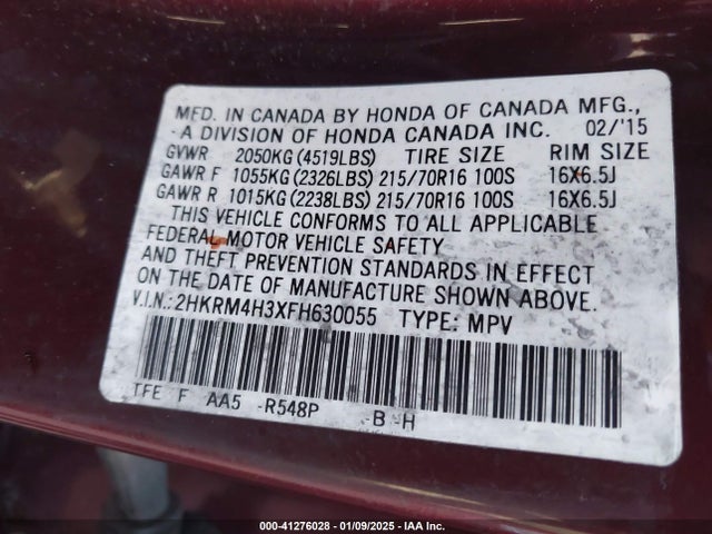 Honda CR-V LX 2015 2HKRM4H3XFH630055 Image 9