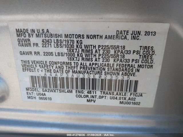 2013 MITSUBISHI OUTLANDER SPORT 4A4AP3AU3DE023535 Photo 8