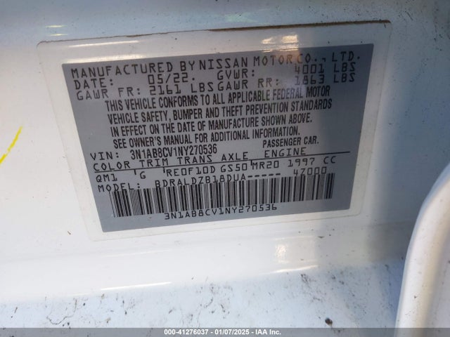 3N1AB8CV1NY270536 Nissan Sentra Sv Xtronic Cvt