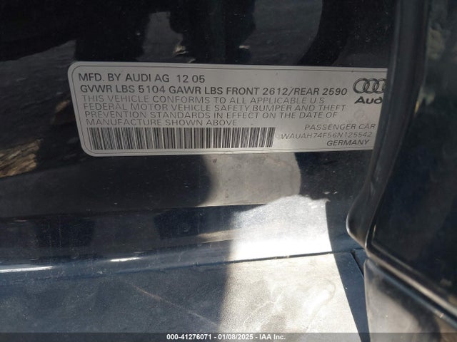 2006 AUDI A6 WAUAH74F56N125542 Photo 8