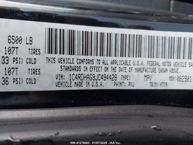 1C4RDHAG9JC494428 Dodge Durango Sxt Rwd