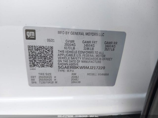 5GAERBKW9MJ217220 Buick Enclave Essence