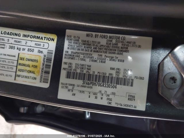 3FA6P0H70GR330504 Ford FUSION SE