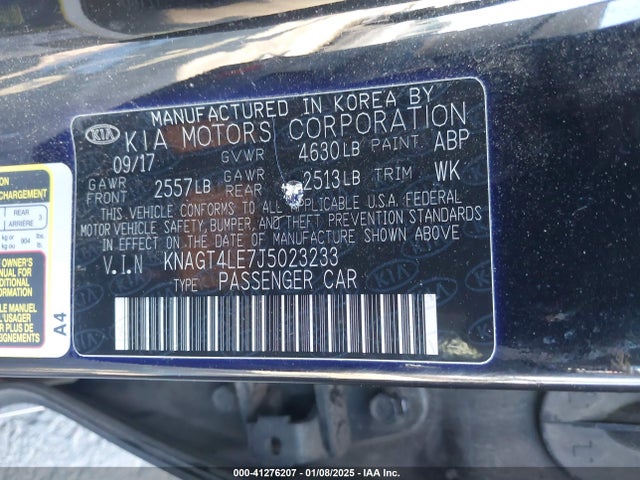 KNAGT4LE7J5023233 KIA Optima Hybrid Premium